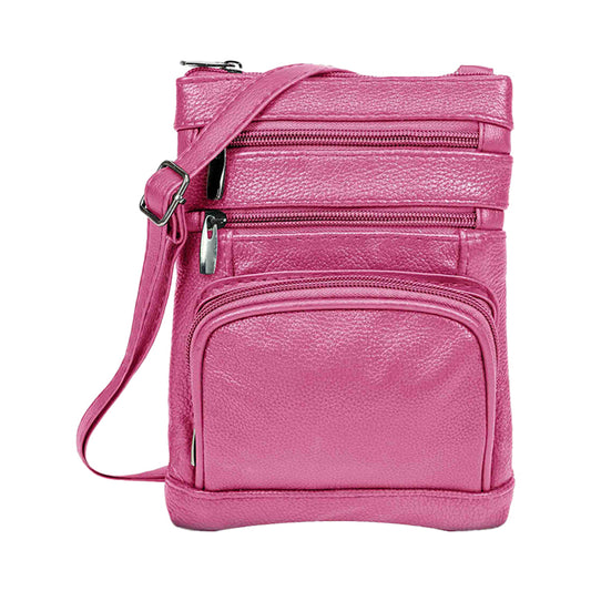 Women Genuine Leather Crossbody Bag Pink