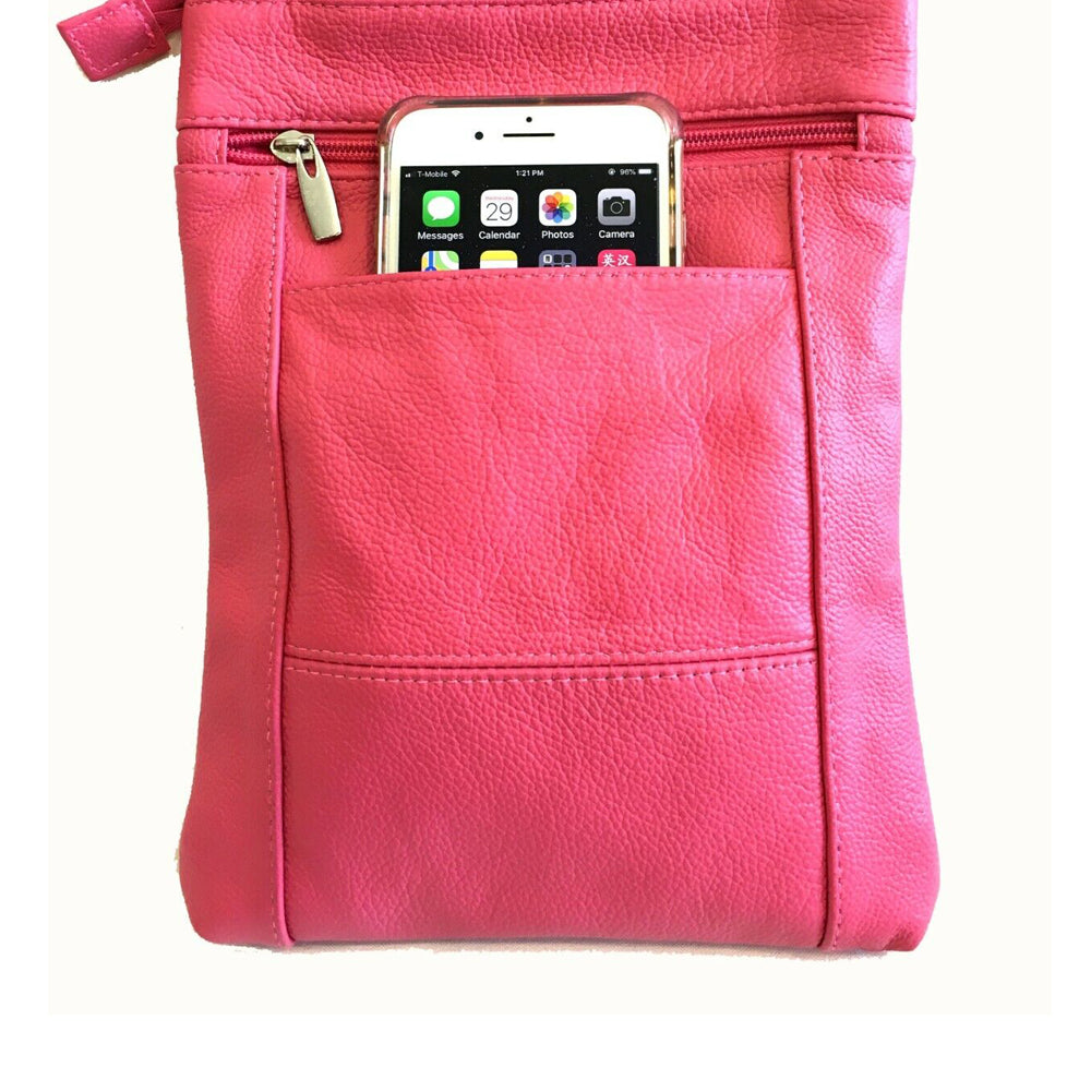 Women Genuine Leather Crossbody Bag Pink