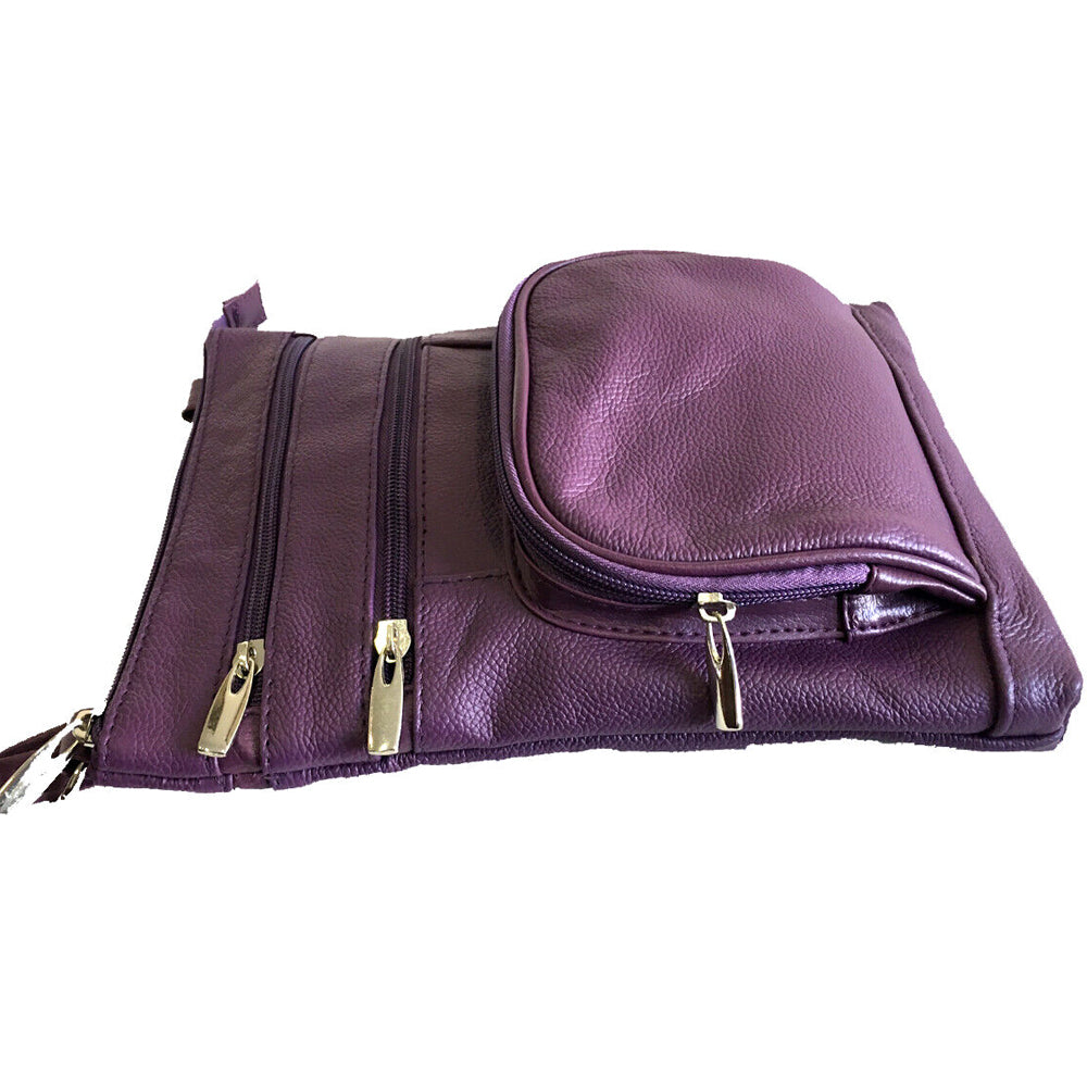 Women Genuine Leather Crossbody Bag Purple