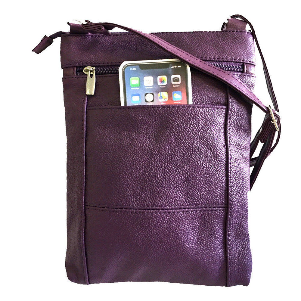 Women Genuine Leather Crossbody Bag Purple