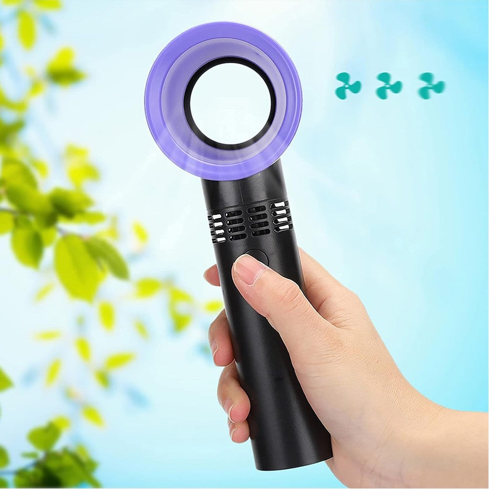Portable Handheld Fan USB Rechargeable Bladeless Fan - Black