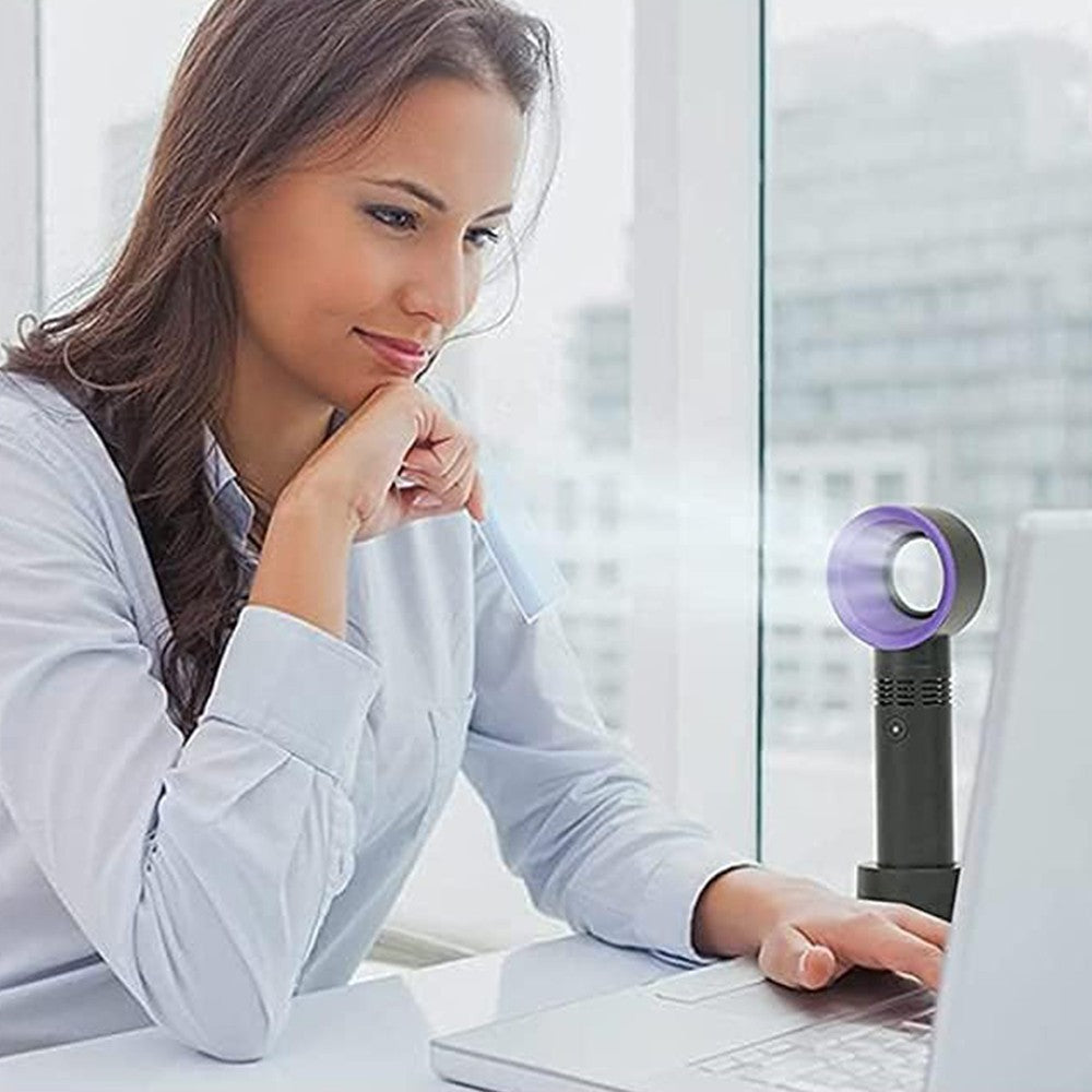 Portable Handheld Fan USB Rechargeable Bladeless Fan - Black