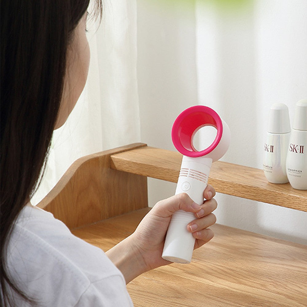 Portable Handheld Fan USB Rechargeable Bladeless Fan - White