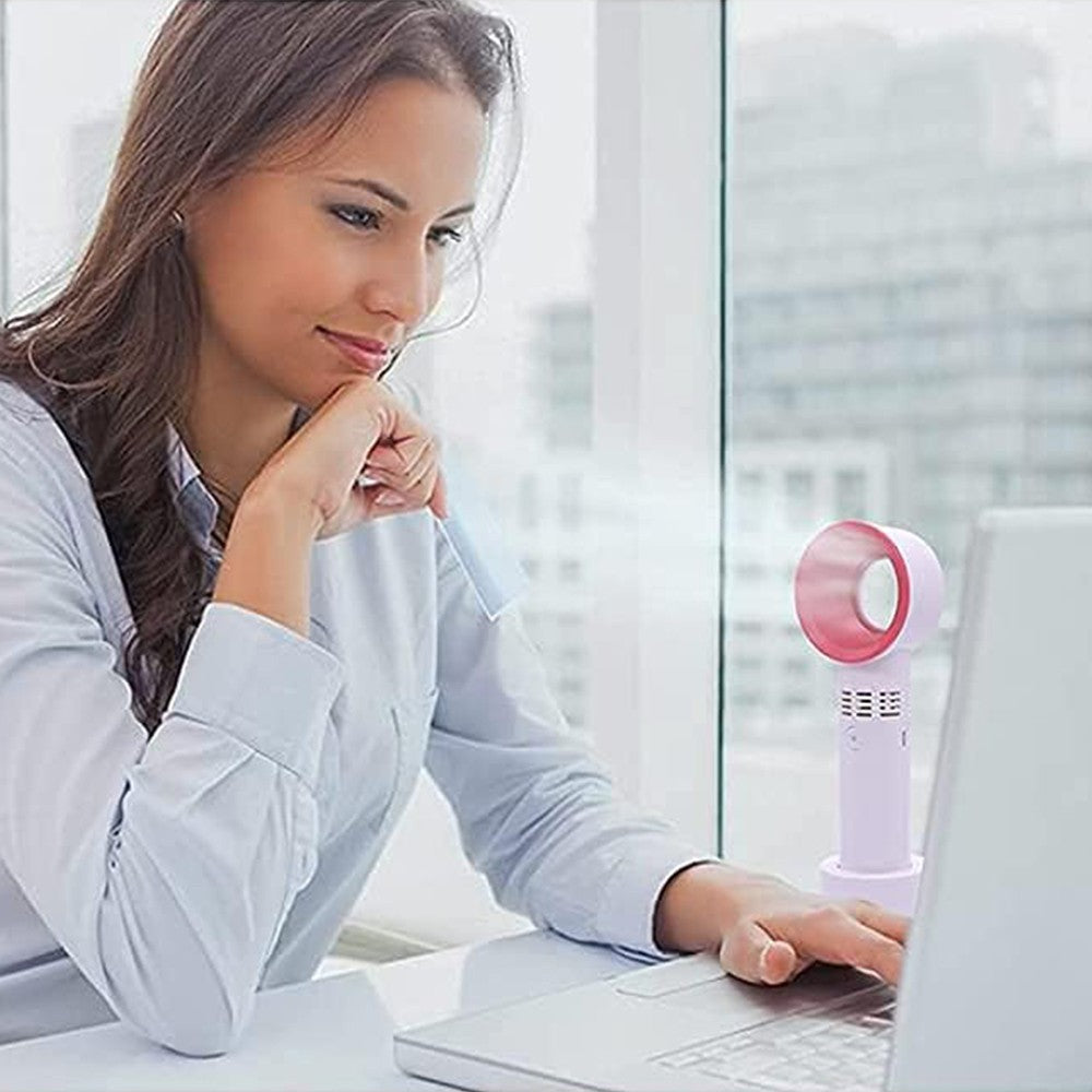 Portable Handheld Fan USB Rechargeable Bladeless Fan - White