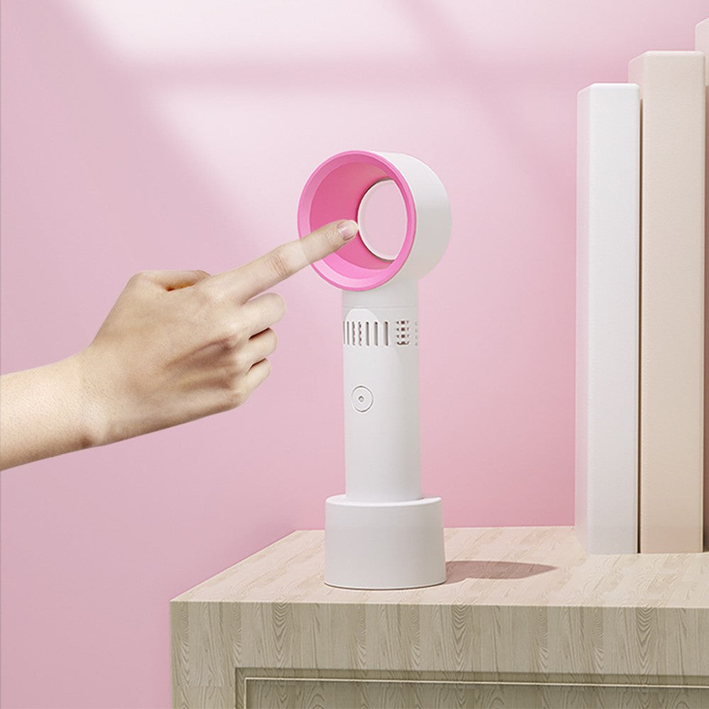 Portable Handheld Fan USB Rechargeable Bladeless Fan - White