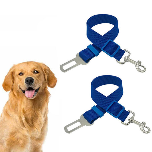 2Pcs Dog Seat Belt Adjustable Car Pet Safety Belt - Blue