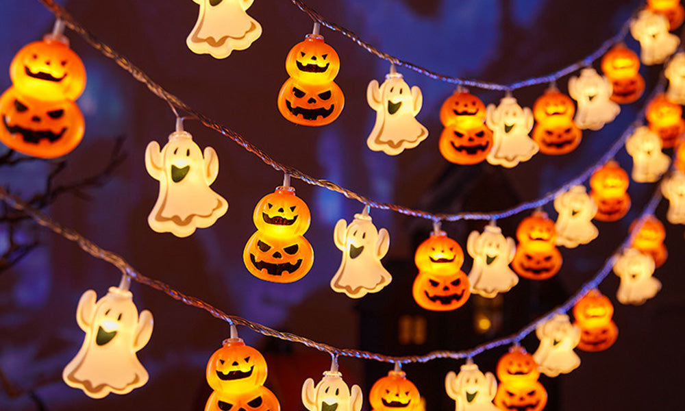 USB Halloween Ghost LED String Lights 4 Point 5m 30 Bulbs Decoration