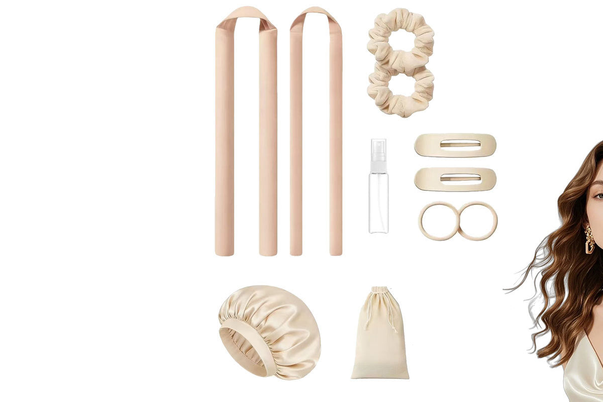 Heatless Curls Overnight 2 Sizes of Soft Hair Rollers with Scrunchies and Clips