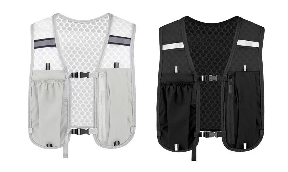 2Pcs Multi-Pocket Running Vest with Reflective Strip Cycling Run Backpack