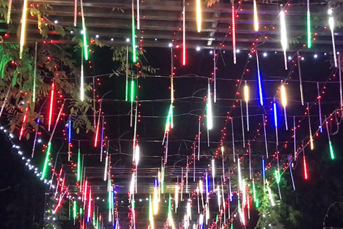 LED Meteor Shower Raindrop String Lights Solar Powered for Outdoor Decoration