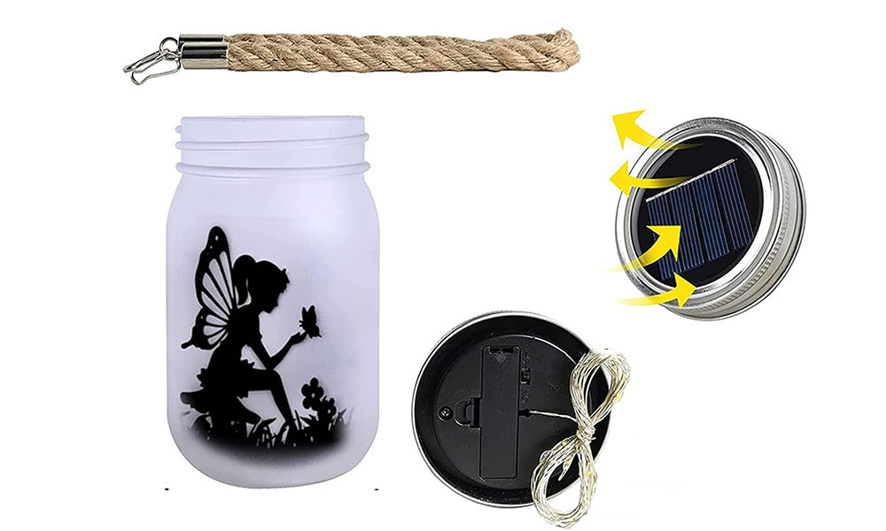 2Pcs Solar Fairy Jars Outdoor Garden Decorative Lights