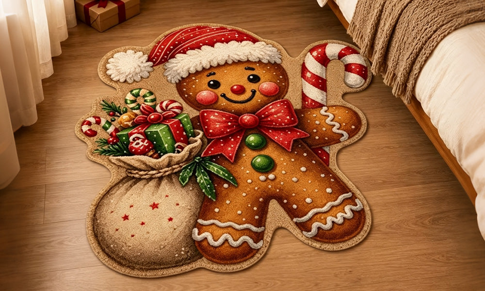 Soft Christmas Velvet Floor Mat with Non Slip Dot Backing