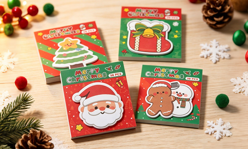 8/12 PCS Die Cut Christmas Sticky Notes with Repositionable Adhesive