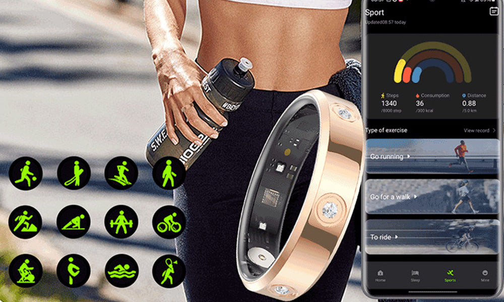 Smart Health Ring with Heart Rate Sleep and Blood Oxygen Monitoring