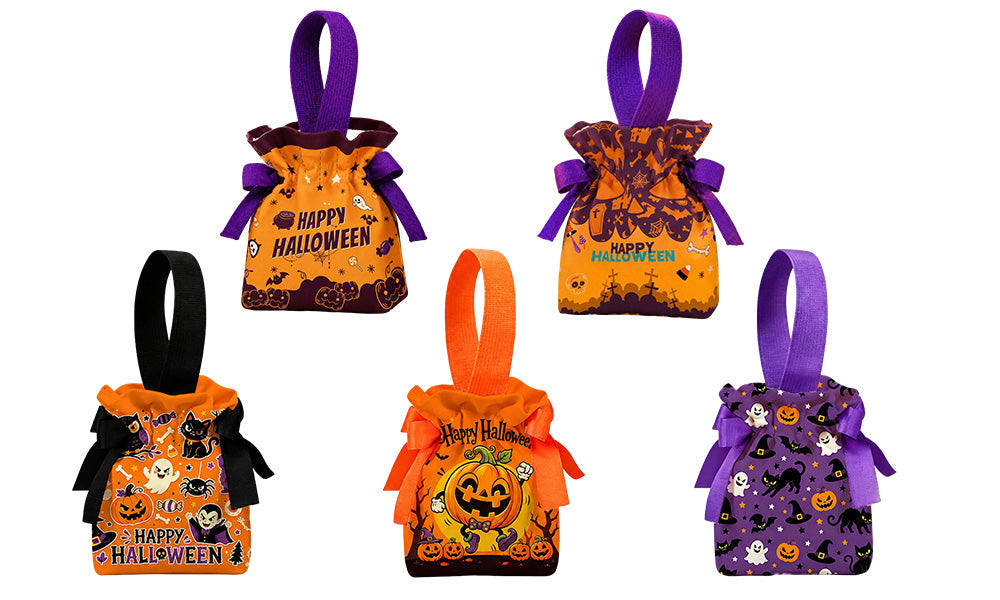 5 PCS Halloween Pumpkin Canvas Candy Gift Bags