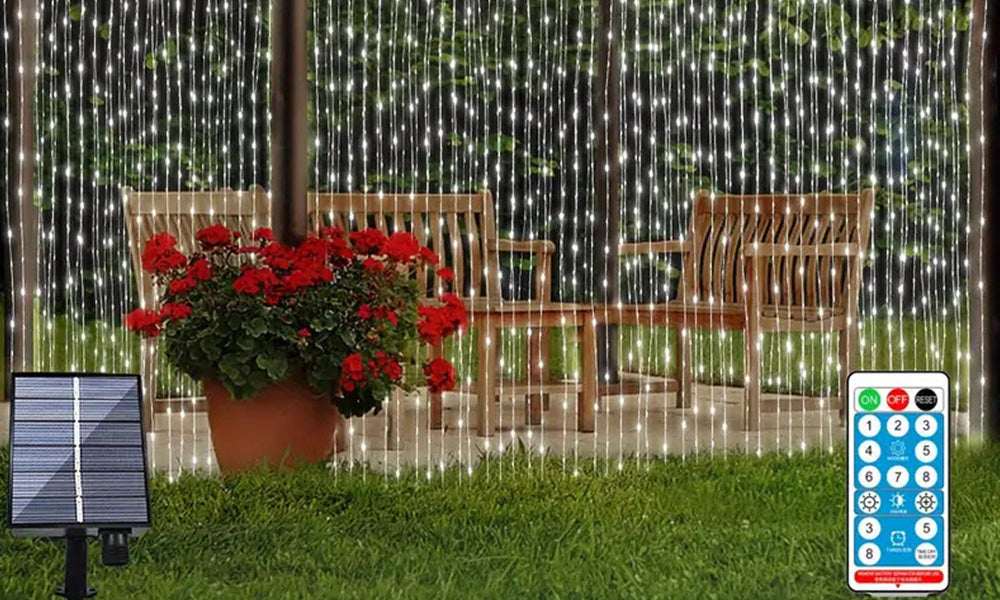 LED Copper Wire Solar Curtain String Lights for Outdoor and Indoor Use