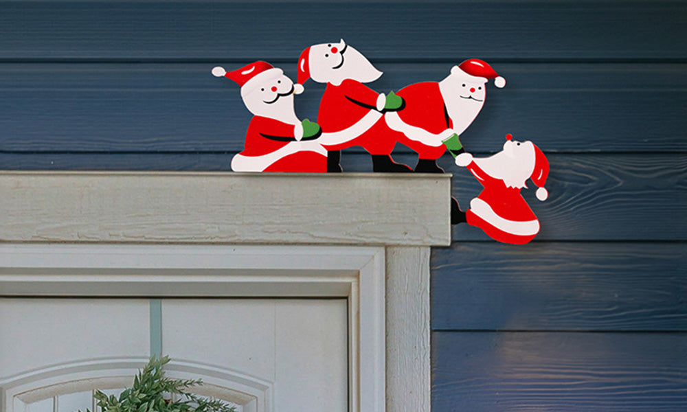 2 PCS Christmas Door Frame Decor Pair Penguin Santa Reindeer
