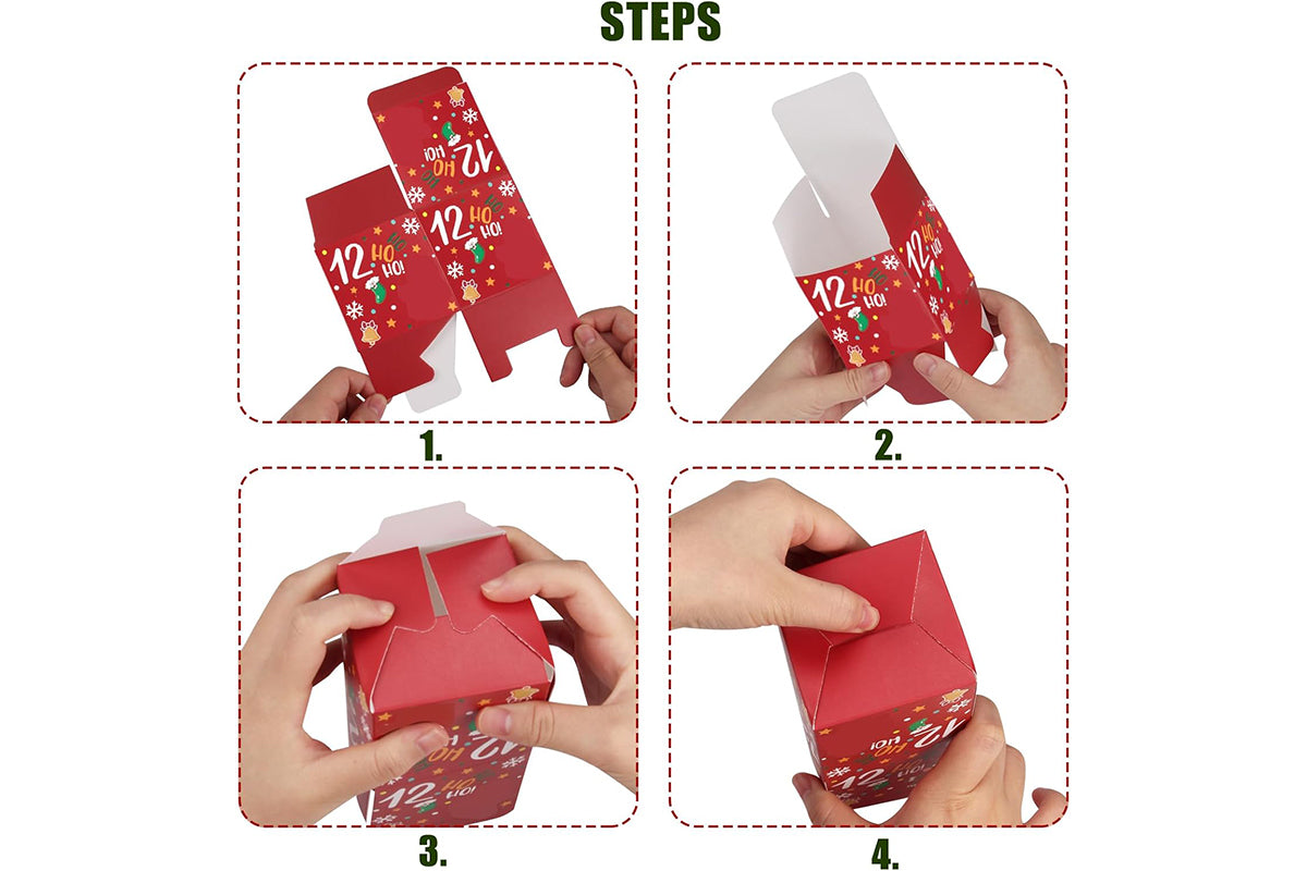 24Pcs DIY Christmas Theme Packing Box for Candy Make Your Own Advent Calendar