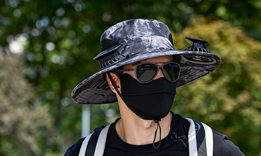 Solar Fan Hat Wide Brim Sun Hat with Cooling Fan for Outdoor Use