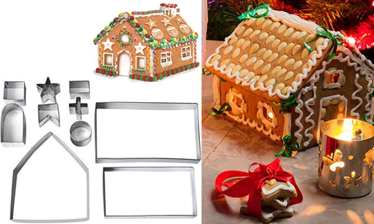 10Pcs Gingerbread House Stainless Steel Biscuit Molds