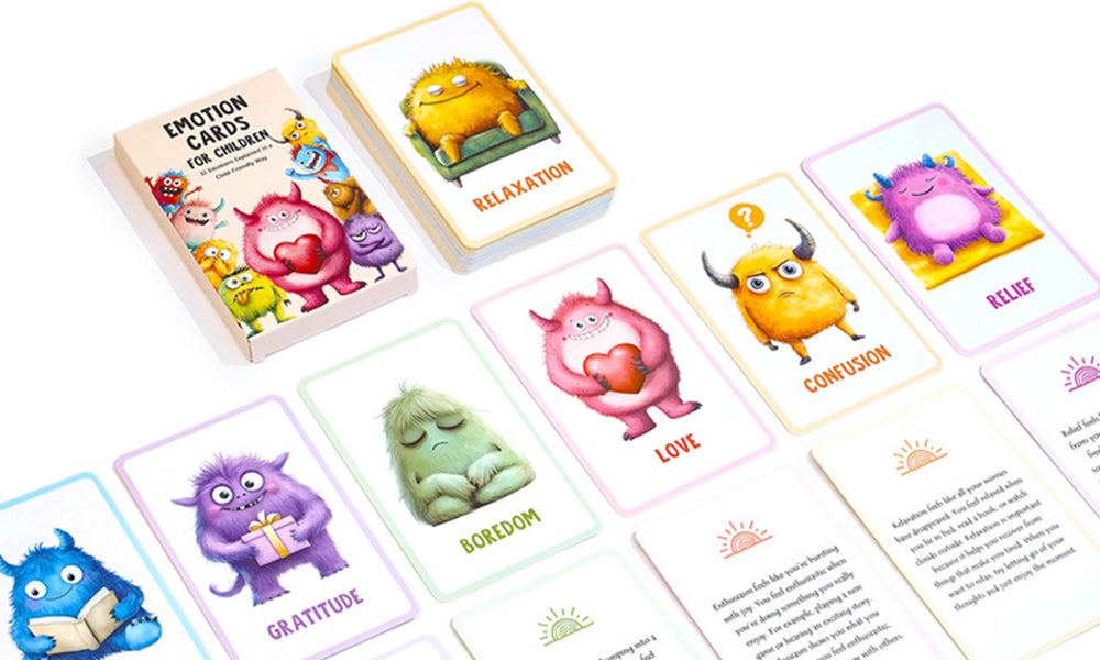 32Pcs Cute Monster Emotions Cards for Kids Social Skills Development