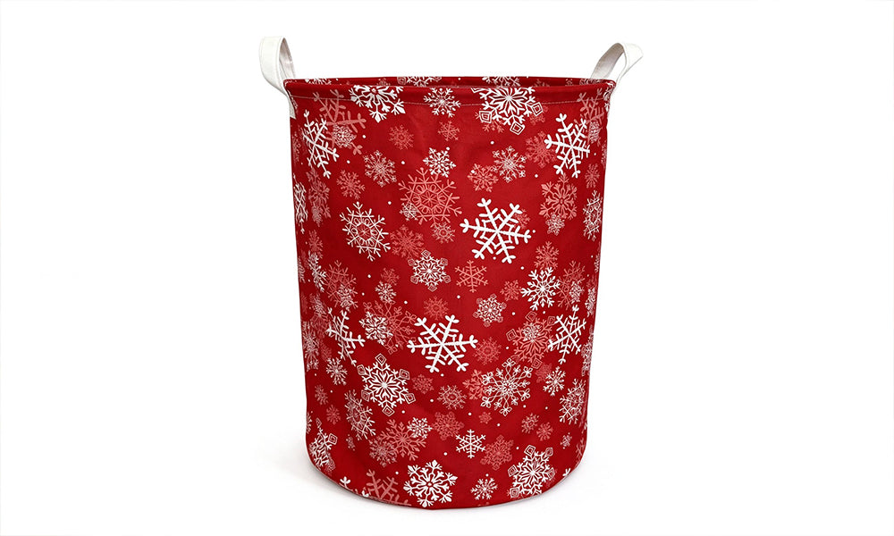 Foldable Christmas Oxford Fabric Storage Basket with Handles and Coated Lining