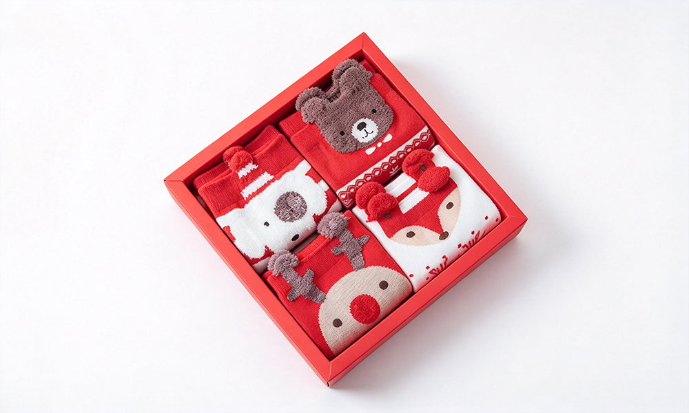 Christmas Cartoon Mid Calf Cotton Blend Sock Gift Box for Women