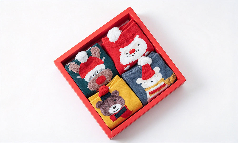Christmas Cartoon Mid Calf Cotton Blend Sock Gift Box for Women