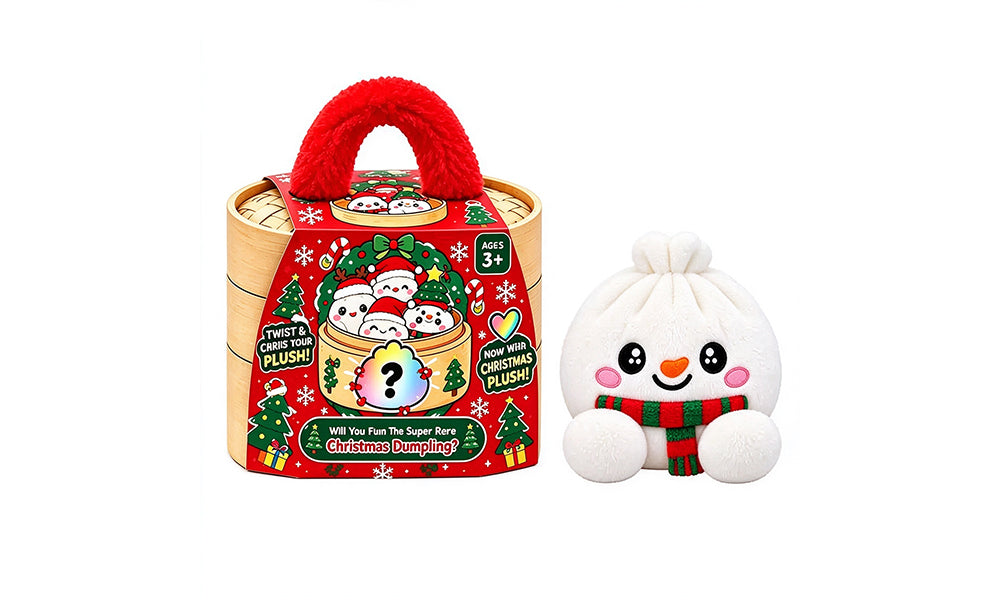 Plush Dumpling Squishy Toy with Steamer and 4 Christmas Style Options