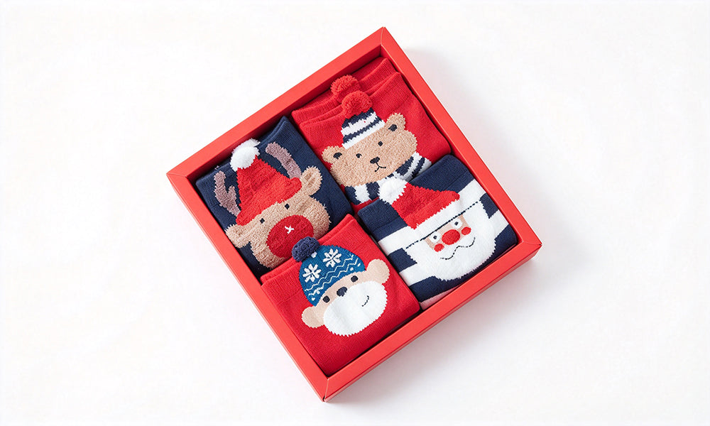 Christmas Cartoon Mid Calf Cotton Blend Sock Gift Box for Women