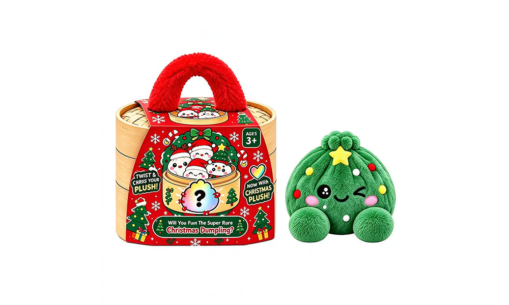 Plush Dumpling Squishy Toy with Steamer and 4 Christmas Style Options