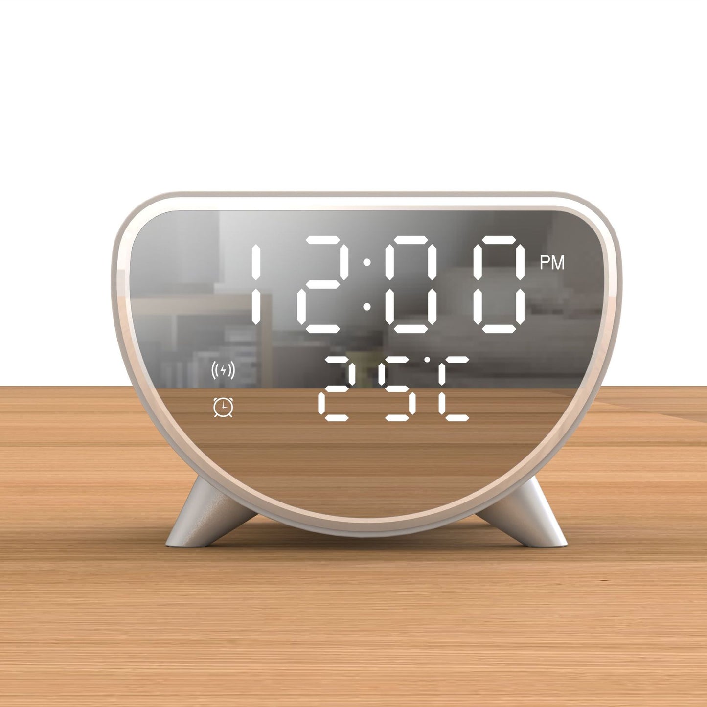 Wireless Charging Desk Clock with Temperature Display and Alarm