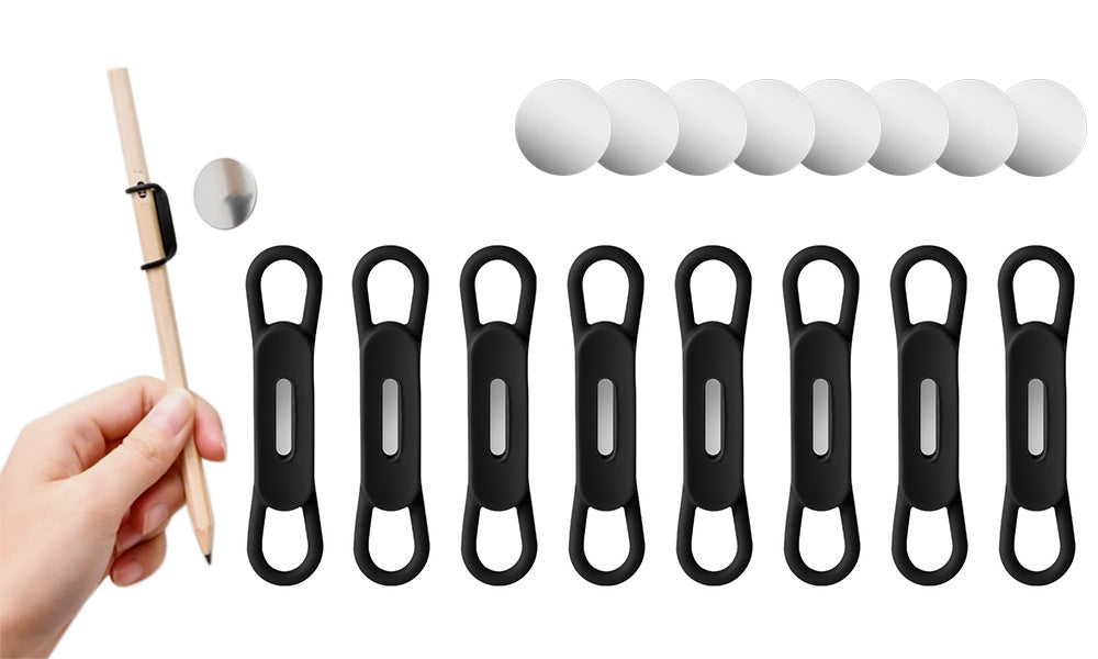 8 PCS Easy Attached Silicone Pen Holder Rings with Attraction Strips