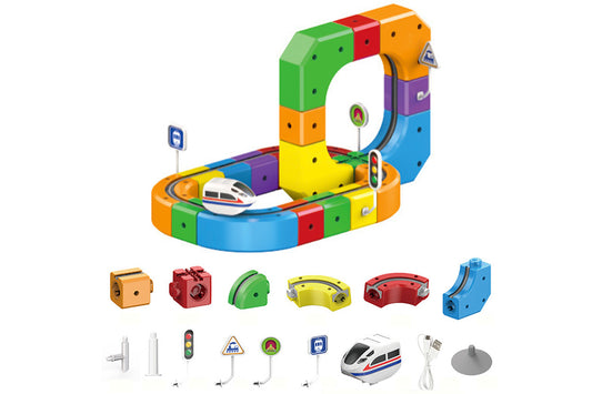 Building Block Electric Train Set with Upside Down Racing