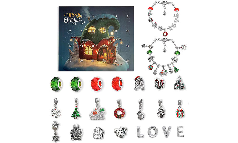24 Day Christmas Countdown Calendar DIY Bracelet Making Kit with Surprise Accessories