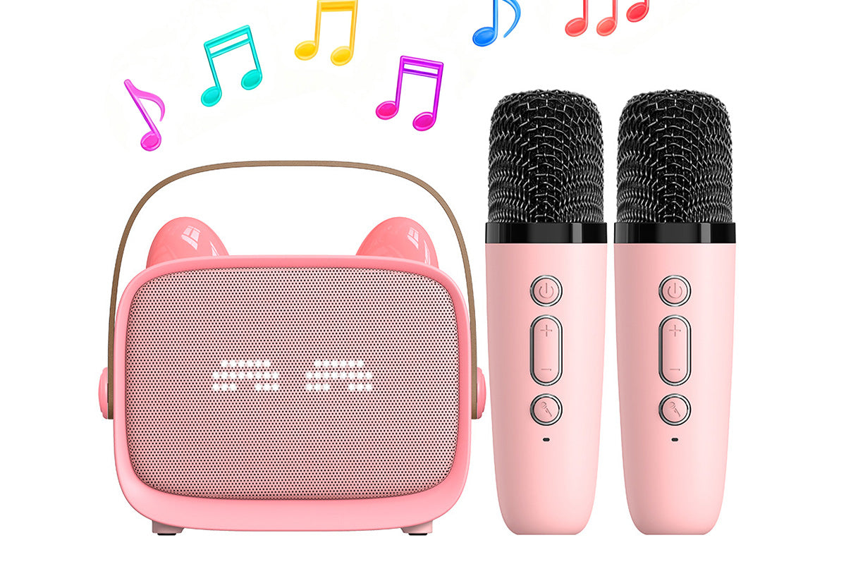 Mini Karaoke Machine with 2 Wireless Microphone Christmas Gift