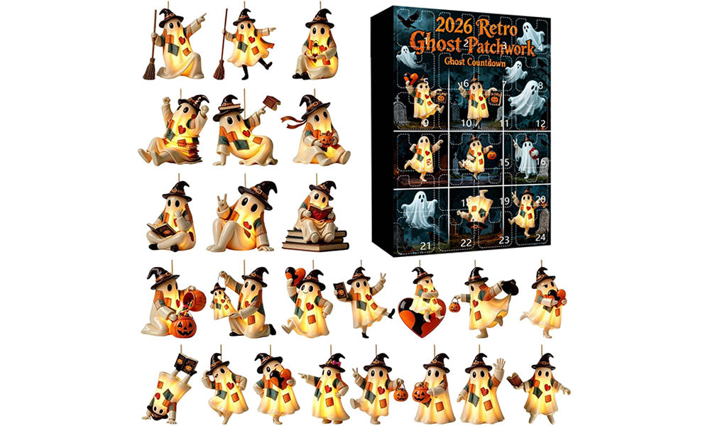 24 Day Halloween Ghost Countdown Calendar 2D Acrylic Collectible Decorations