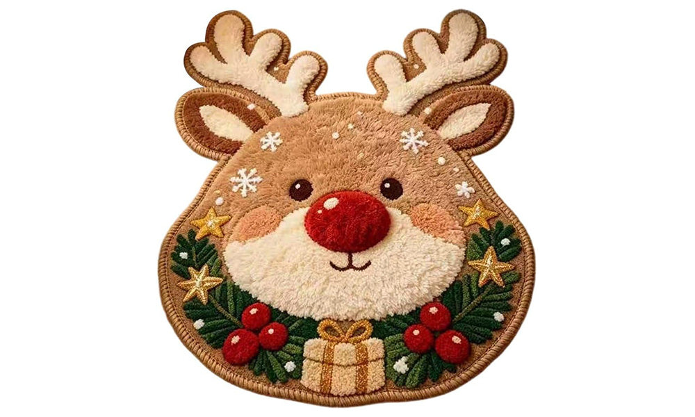Soft Christmas Velvet Floor Mat with Non Slip Dot Backing