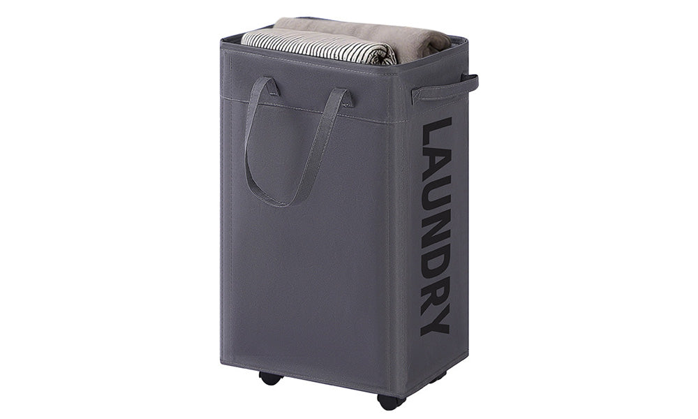Rolling Narrow Tall Laundry Basket with Wheels for Bathroom and Laundry Room