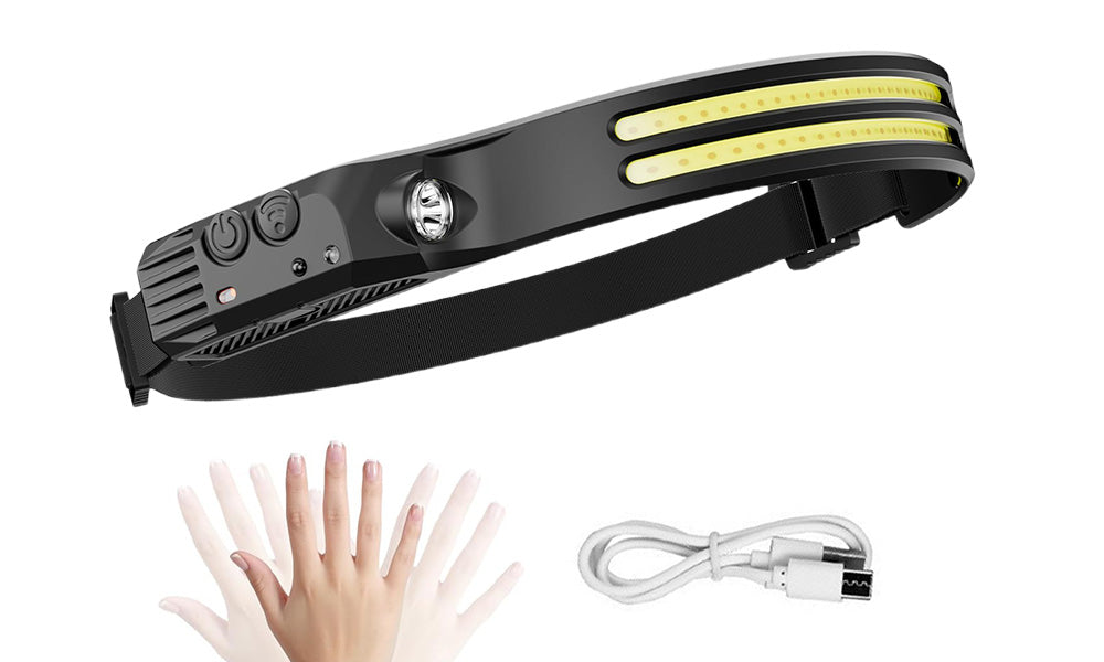 Rechargeable Head Torch Motion Sensor USB Headlamp for Outdoor Activities