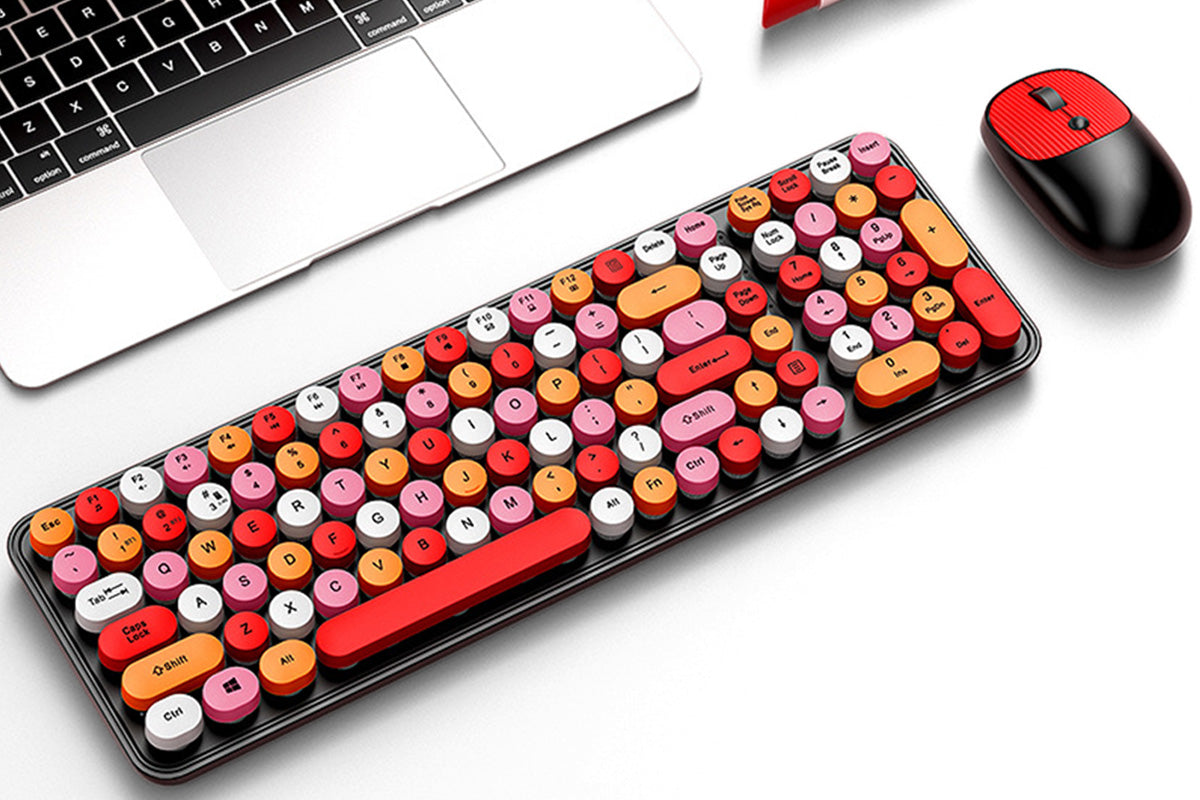 2.4GHz Wireless Keyboard And Mouse Combo With Round Key Caps