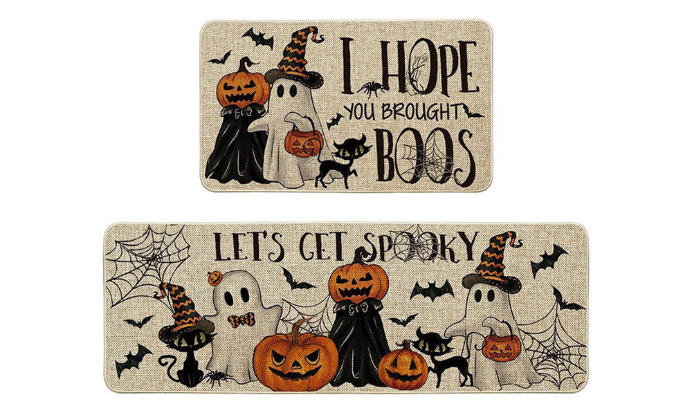 2 Piece Halloween Floor Mat Set for Home Kitchen Easy Care