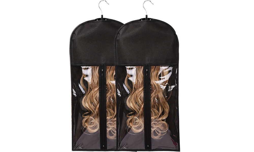2 PCS Nonwoven Wig Storage Bags with Transparent Windows and Hanger
