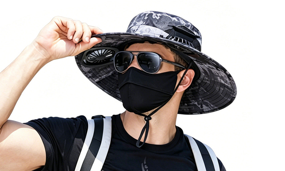 Solar Fan Hat Wide Brim Sun Hat with Cooling Fan for Outdoor Use