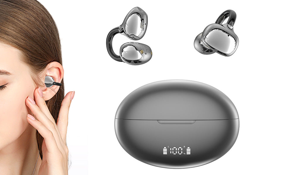 Bluetooth Open Ear Clip-On Earbuds Wireless Headphones for Sports