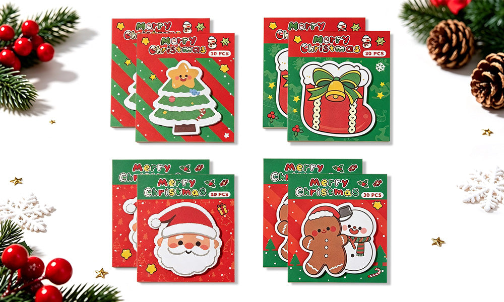 8/12 PCS Die Cut Christmas Sticky Notes with Repositionable Adhesive
