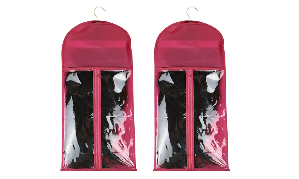 2 PCS Nonwoven Wig Storage Bags with Transparent Windows and Hanger