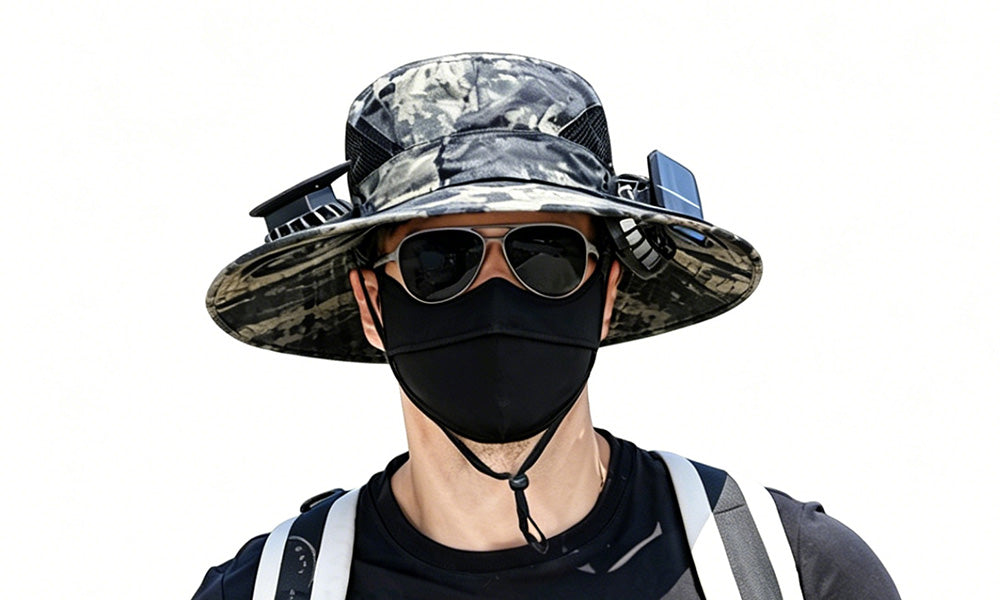Solar Fan Hat Wide Brim Sun Hat with Cooling Fan for Outdoor Use