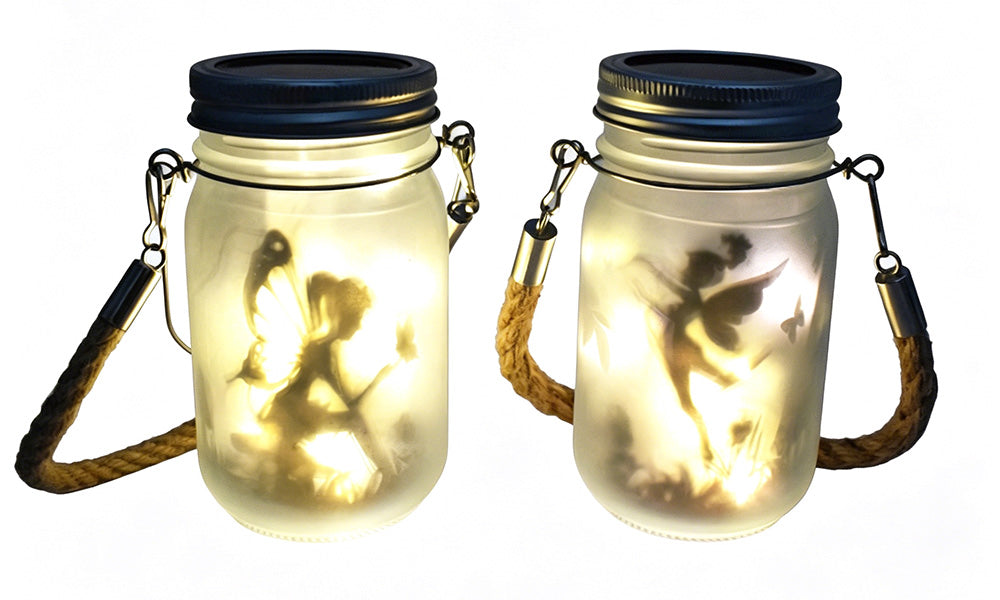 2Pcs Solar Fairy Jars Outdoor Garden Decorative Lights
