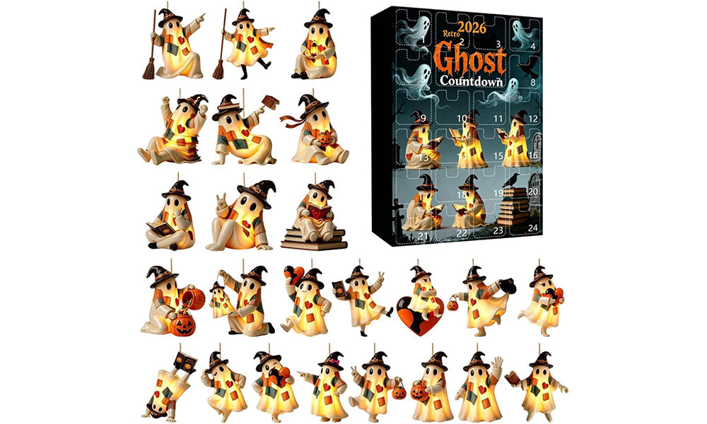 24 Day Halloween Ghost Countdown Calendar 2D Acrylic Collectible Decorations